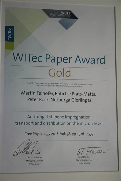 Witec Paper Award Gold Bionami