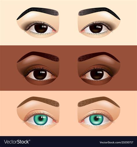 Different Ethnicity Women Eyes Asian Caucasian Vector Image