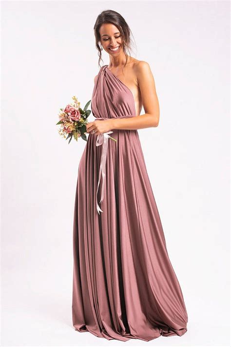 Luxe Satin Ballgown Multiway Infinity Dress In Dusty Mauve Multiway