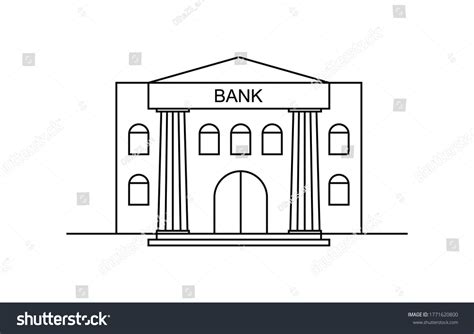 Bank Building Vector Outline Icon Isolated Stock Vector Royalty Free