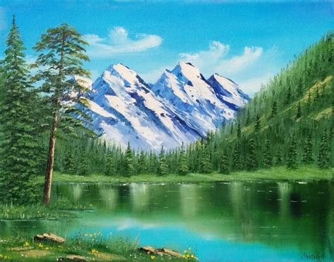 Original Landscape Oil Painting Mountain Lake 11 X 14