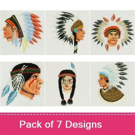 American Indian Embroidery Design Pack By Ace Points Heads Embroidery