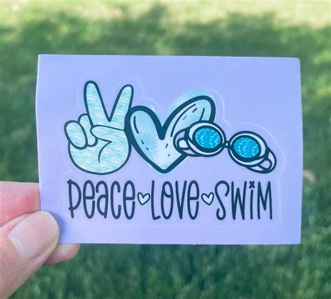 Vinyl Swim Sticker Water Bottle Sticker Swim T Swim Team T Peace Love Swim Swim Mom