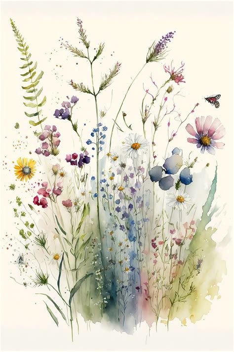 Wildflower Drawing Wildflower Paintings Loose Watercolor Flowers