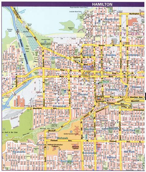 Map Downtown Hamilton Ontario Canadahamilton City Map With Highways