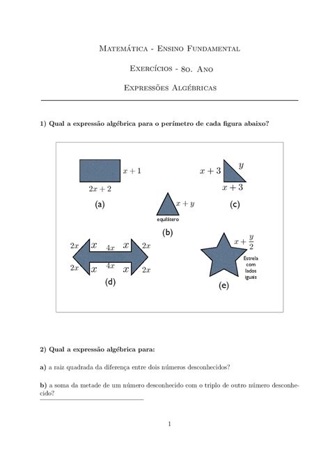 Atividades De Polinomios 8 Ano