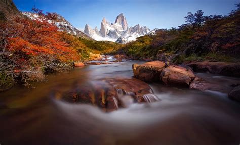 Mountains Scenery Rivers Stones South America Patagonia Nature