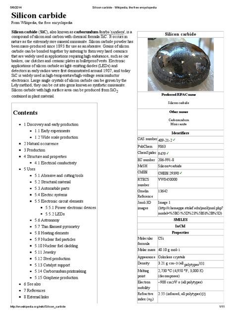 Silicon Carbide Wikipedia The Free Encyclopedia Pdf Chemistry