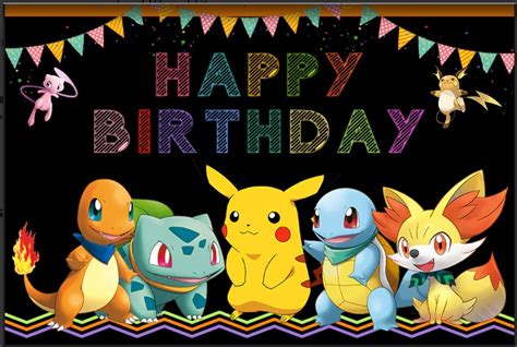 Pokemon Ash Pikachu Personalised Birthday Party Banner Backdrop