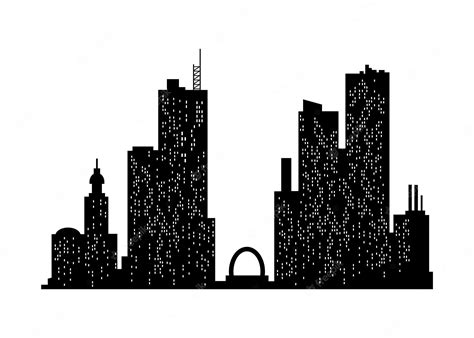 Premium Vector Cityscape Silhouette Monochrome Panoramic View Modern