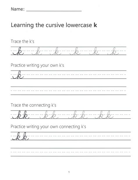 Lowercase K Handwriting Download Printable Cursive Alphabet Free