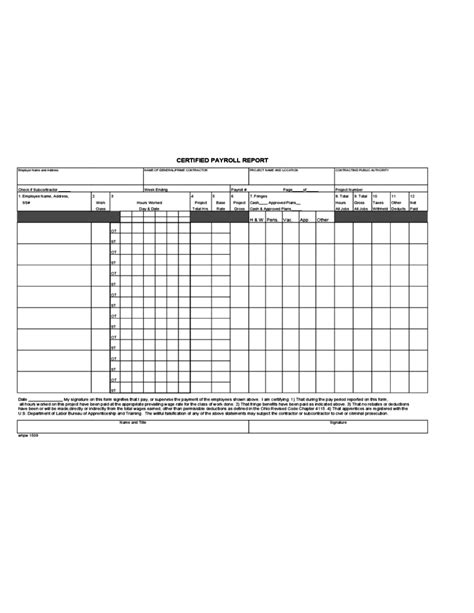 Certified Payroll Report Form Ohio Free Download