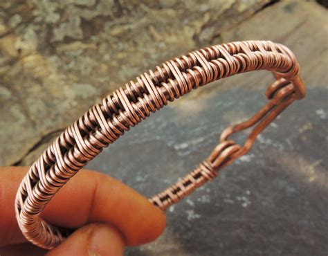 Simple Copper Bangle Mens Or Womens Wire Weave Bracelet Etsy In 2021