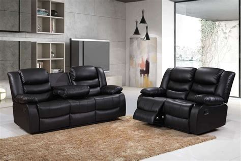 Roma Leather Recliner Sofa 32 In Black Intoto7 Menswear
