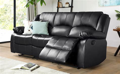 Black leather 3 seater sofa. Dakota Black Leather 3 Seater Recliner Sofa | Furniture Choice
