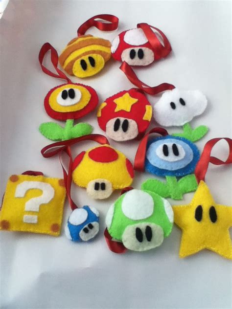 Felt Mario Item Ornaments Mario Crafts Geek Christmas Nintendo Crafts