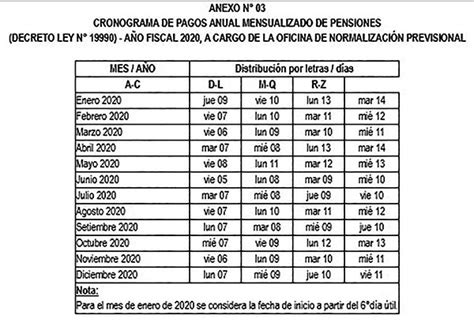 Aprobaron Cronograma Anual Para Pago De Pensiones De La Ley Nº 19990