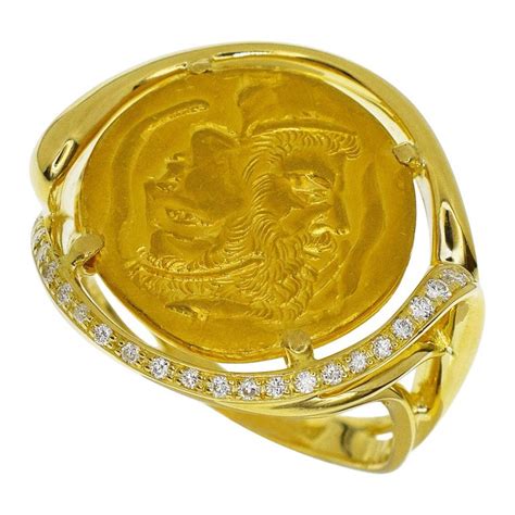 Piaget Diamonds Hans Erni Coin Ring 18 Karat 24 Karat Yellow Gold For