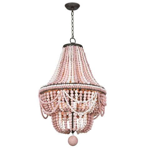 This diy wood bead chandelier was recreated by an inspirational blog post i seen on pinterest. Malibu Wood Beaded Chandelier in Pink | Wood bead ...