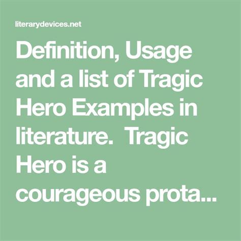 Definition Usage And A List Of Tragic Hero Examples In Literature