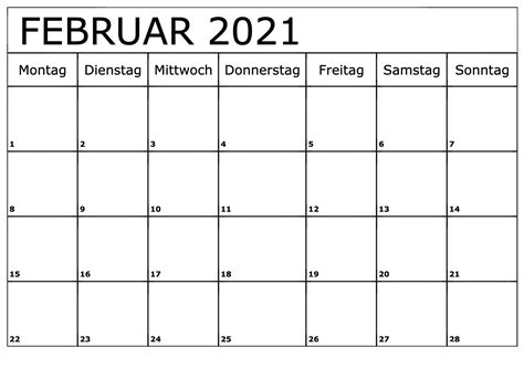 Dieser kalender 2021 entspricht der unten. Kalender-2021-Februar-Zum-Ausdrucken