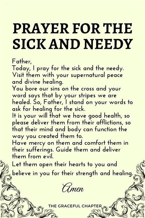 Prayer For The Sick And Needy Short Prayer For Healing Prayers For