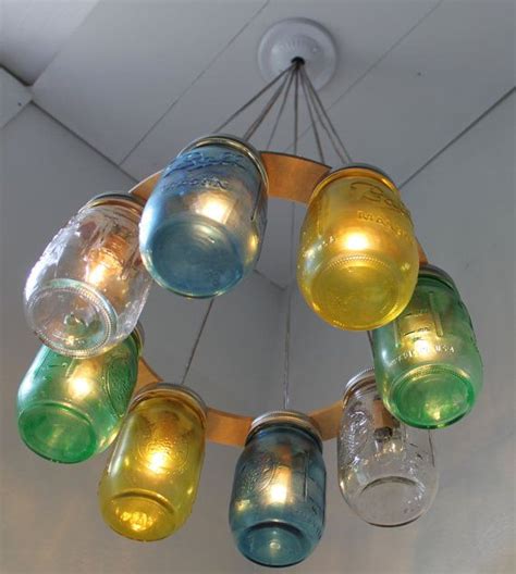 Sea Glass Mason Jar Chandelier Upcycled Hanging By Bootsngus 21000