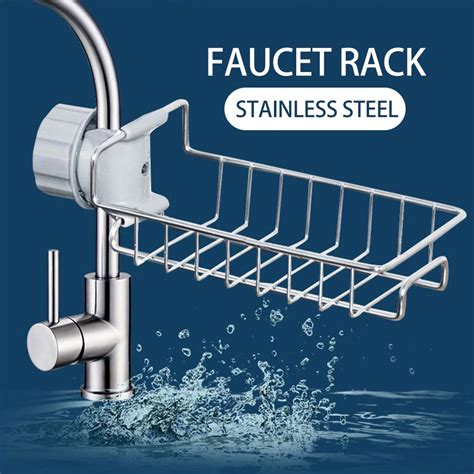 Stainless Steel Sink Faucet Hanging Storage Rack Holder Sponge Bathroom