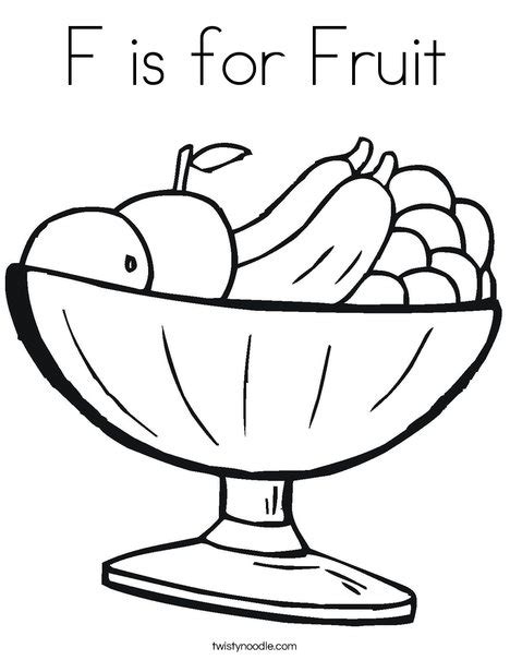 Free, printable fruit coloring pages are fun for kids! F is for Fruit Coloring Page - Twisty Noodle