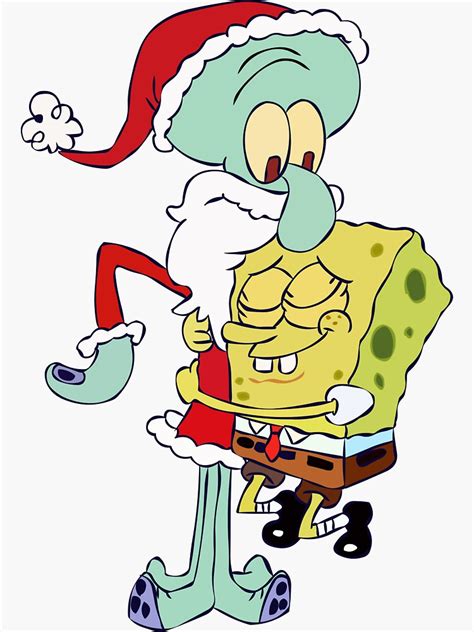 Squidward And Spongebob Christmas Sticker For Sale By Marsiomarvel