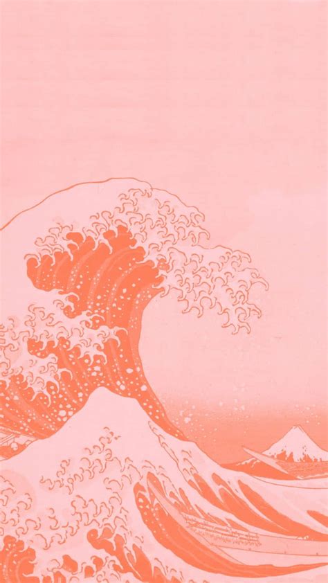 Peach Great Wave Off Kanagawa Colorful Aesthetic Iphone Case For Sale