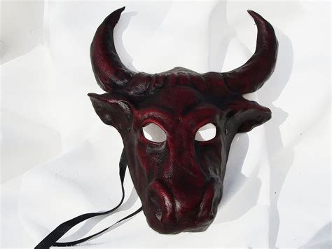 Bull Mask Dark Brown Leather Costume Larp Medieval Renaissance Etsy