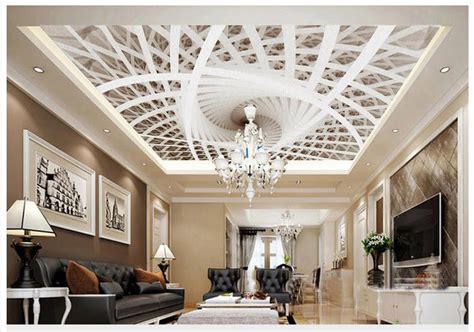 high quality hot sale  customized  ceiling wallpaper mural   art geometry ceiling murals
