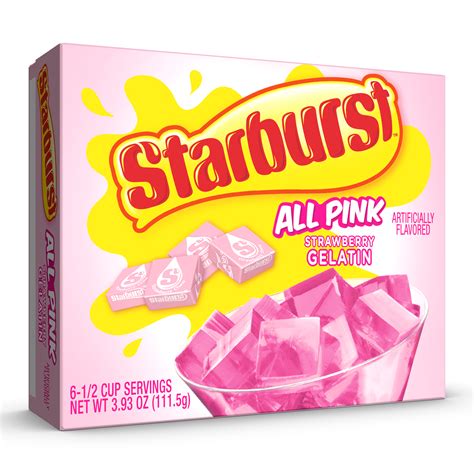 Starburst All Pink Strawberry Gelatin Mix 6 Servings 393 Oz