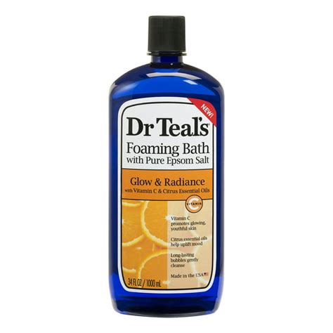 Dr Teals Glow And Radiance Foaming Bubble Bath With Pure Epsom Salt Vitamin C And Citrus Essential