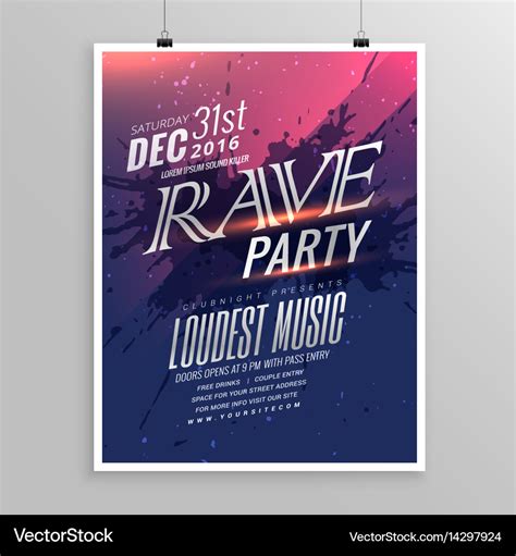 Rave Party Music Flyer Template Royalty Free Vector Image