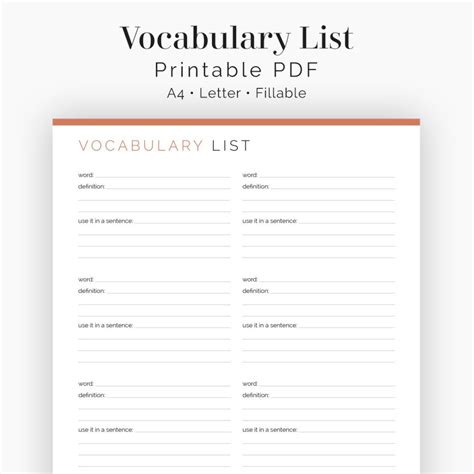 Vocabulary Lists 2 Layouts Vocabulary List Vocabulary Learn A New