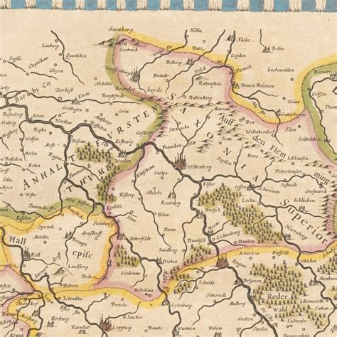 Historical Map Of Saxony And Lusatia 1635 Reprint Of The Map Etsy