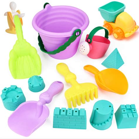 14 Pieces Sand Beach Toys Set For Kids Toddlers Sandcastle Building Kit