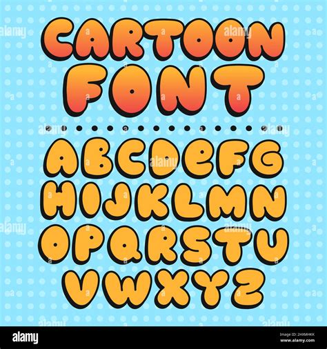 Funny Cartoon Font Vector Doodle Line Illustration Letters Trendy