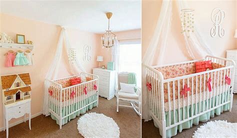 Peach and gray nursery reveal. 10 Shabby Chic Nurseries with Charming Pink Radiance