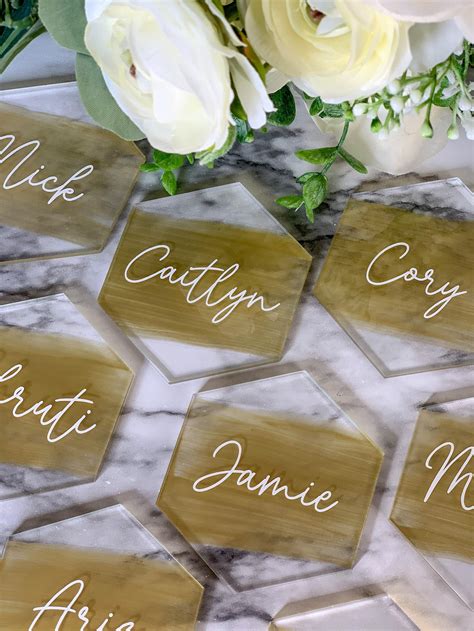 Acrylic Place Cards Modern Wedding Place Cards Hexagon Etsy Uk