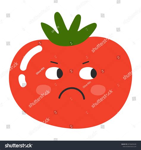 Angry Cartoon Tomato Face Expression Healthy Stock Vector Royalty Free