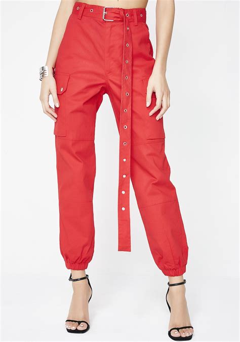 High Waisted Red Cargo Pants Red Cargo Pants Bottom Clothes Cargo Pants