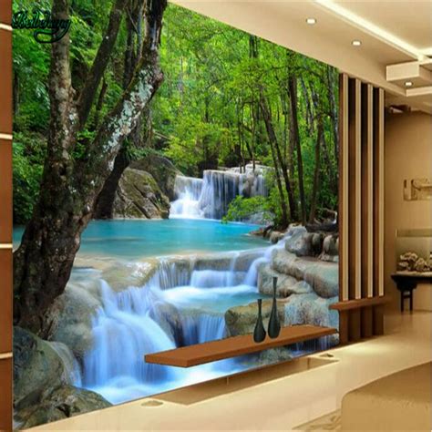 Beibehang Large Custom Nonwovens Wallpaper Mural 3d Hd Forest River