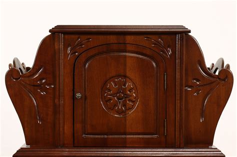 Carved Walnut Antique Chairside Tobacco Humidor And Magazine Rack