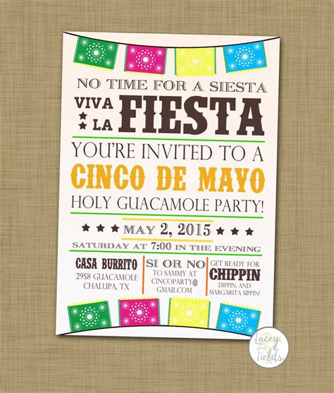 Cinco De Mayo Party Invitation Printable Cinco De Mayo Invite Dia De