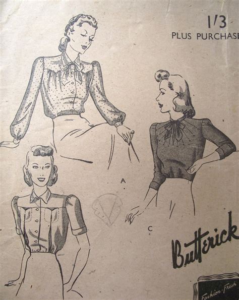 Lizzie Lenard Vintage Sewing 1940s Blouse Pattern