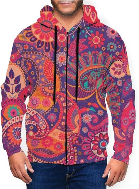 Elizadaisy Bohemian Hippie Print Womens Hooded Sweatshirt