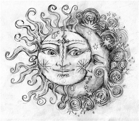 Sun Moon Sketch At PaintingValley Explore Collection Of Sun Moon